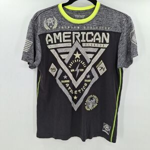American Fighter Black Neon Green‎ Graphic Shortsleeve Shirt Size Large
